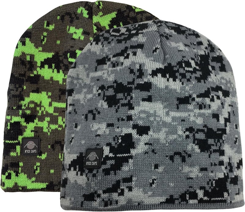 N'Ice Caps Kids Beanie Hats 2-Pack Double Layered Knit Winter Warm Boys Girls - Image 1